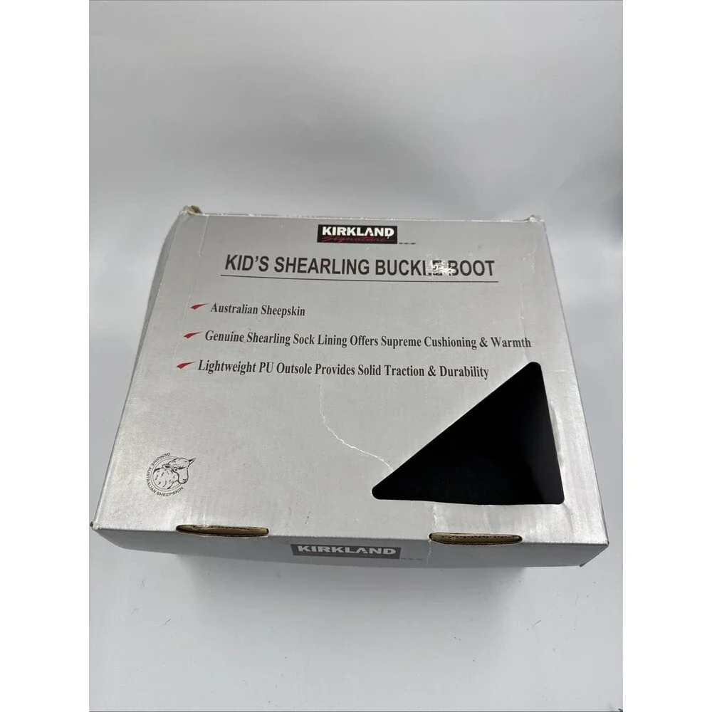 NEW Kirkland Signature Kids' Shearling Buckle Boots - Size 4 Black